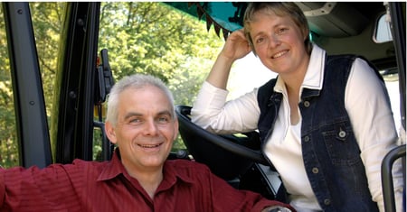 husband and wife in truck