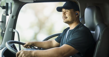 truck driver behind wheel