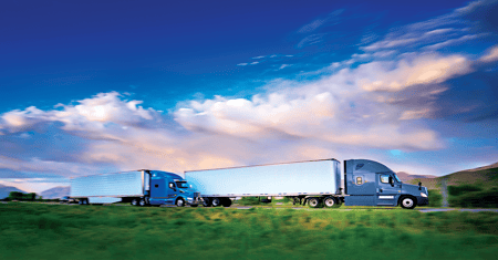truck driving on road